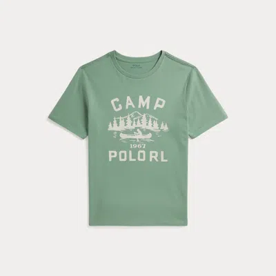 Ralph Lauren Kids' Logo Cotton Jersey Graphic Tee In Faded Mint In Green
