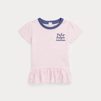 Ralph Lauren Babies'  Logo Cotton Jersey Peplum Tee