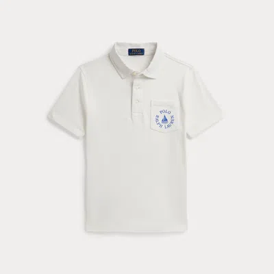Ralph Lauren Kids' Logo Cotton Jersey Polo Shirt In Deckwash White