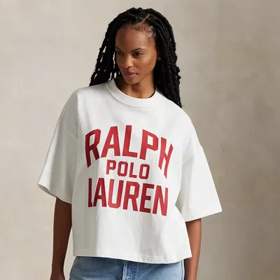 Ralph Lauren Logo Cotton Jersey Tee In Antique White