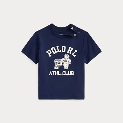 Ralph Lauren Babies'  Logo Cotton Jersey Tee In Blue