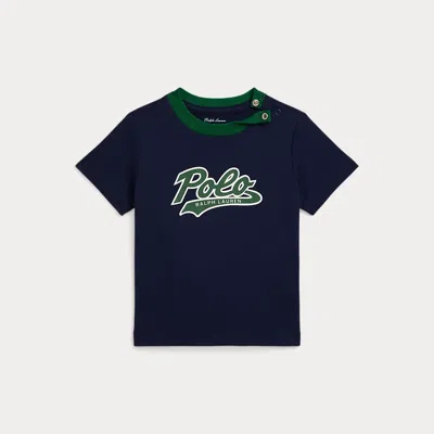 Ralph Lauren Babies'  Logo Cotton Jersey Tee In Blue