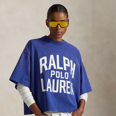 Ralph Lauren Logo Cotton Jersey Tee In Bright Navy