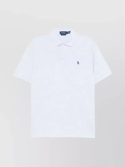 Ralph Lauren Logo Cotton-linen Blend Polo Shirt In Blue