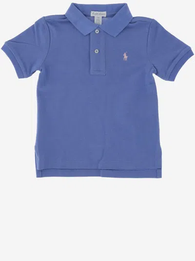 Ralph Lauren Babies' Logo Cotton Polo Shirt In Clear Blue