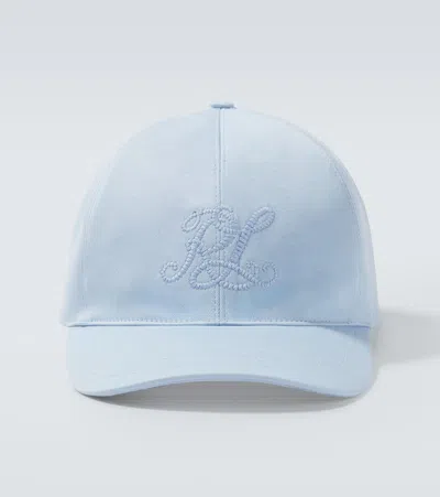 Ralph Lauren Logo Cotton Twill Baseball Cap In Blue