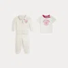 Ralph Lauren Logo Crest Tee, Fleece Jacket & Pant Set In White