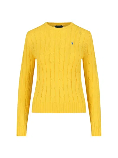 Ralph Lauren Logo Crew Neck Sweater In Yellow