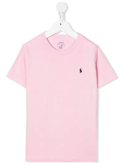 Polo Ralph Lauren Kids' Embroidered Logo T-shirt In Pink