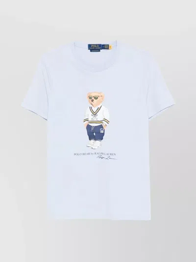 Ralph Lauren Logo Crew Neck T-shirt With Graphic Print In Blue
