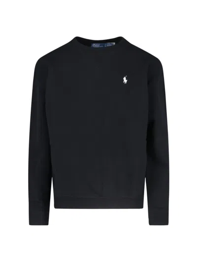 Ralph Lauren Logo Crewneck Sweatshirt In Black