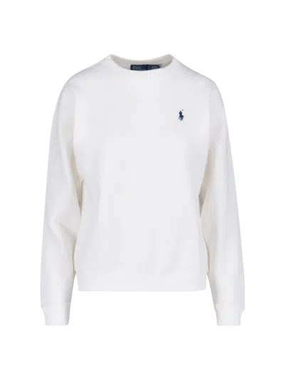 Ralph Lauren Logo Crewneck Sweatshirt In White
