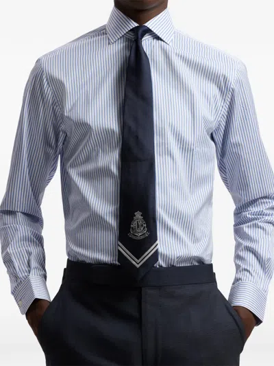 Ralph Lauren Logo-detail Striped Tie In Pink