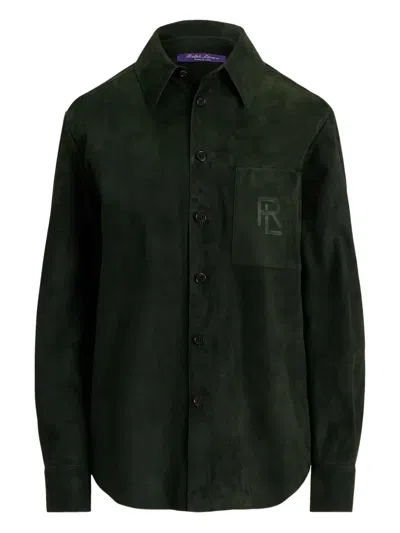 Ralph Lauren Logo-detail Suede Shirt In Green