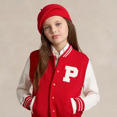 Ralph Lauren Kids' Logo Double-knit Baseball Jacket In Red