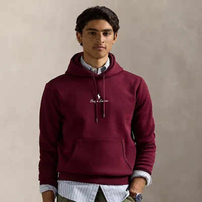 Ralph Lauren Logo Double-knit Hoodie In Burgundy
