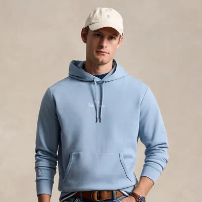 Ralph Lauren Logo Double-knit Hoodie In Vessel Blue