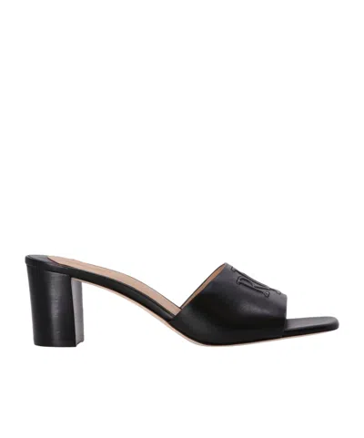 Ralph Lauren Logo-embossed Open-toe Sandals In Black