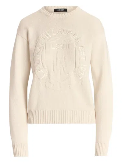 Ralph Lauren Logo-embroidered Crew-neck Sweater In Neutral