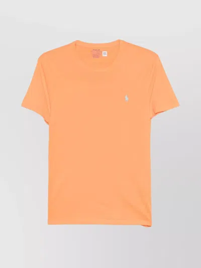 Ralph Lauren Logo Embroidered Crew Neck T-shirt In Orange