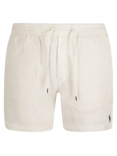 Ralph Lauren Logo Embroidered Drawstring Waist Shorts In Deckwash White