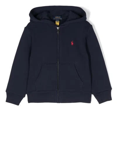 Polo Ralph Lauren Kids' Logo-embroidered Hoodie In 蓝色