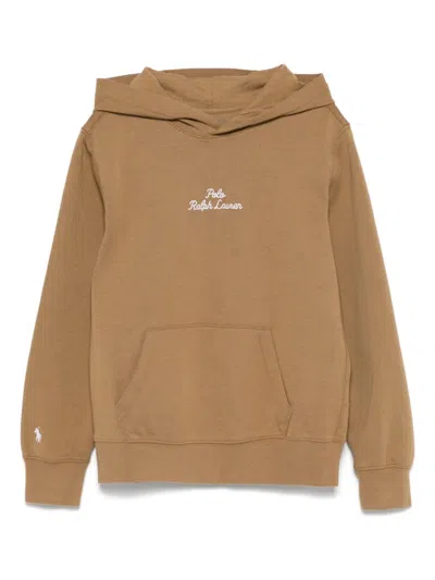 Polo Ralph Lauren Kids' Logo-embroidered Hoodie In Brown