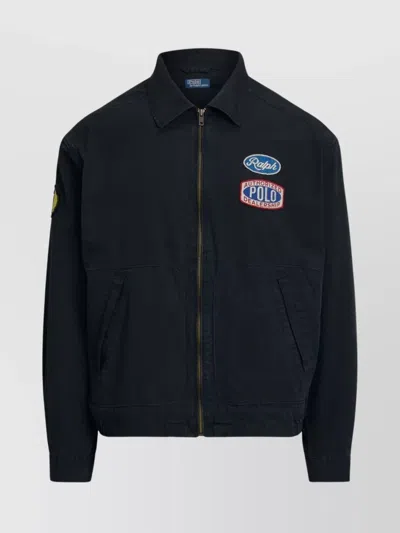 Ralph Lauren Logo Embroidered Jacket With Elastic Details In Black