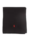 Polo Ralph Lauren Signature Pony Wool Scarf In Black