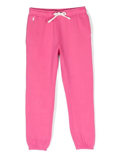 Ralph Lauren Kids' Logo-embroidered Knitted Trousers In Pink