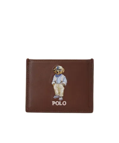 Polo Ralph Lauren Logo-embroidered Leather Cardholder In Red