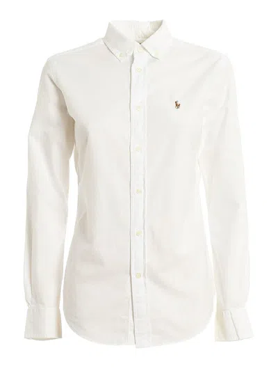 Ralph Lauren Logo Embroidered Long-sleeve Shirt In White