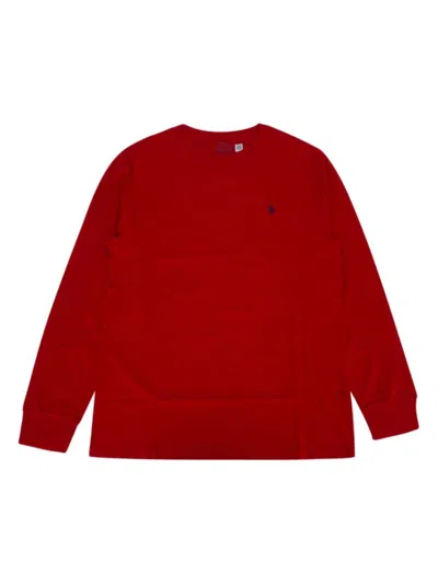 Polo Ralph Lauren Kids' Logo-embroidered Long-sleeve T-shirt In Red