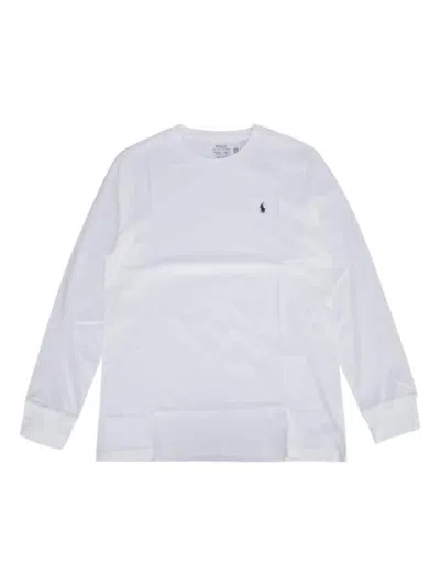 Polo Ralph Lauren Kids' Logo-embroidered Long-sleeve T-shirt In White