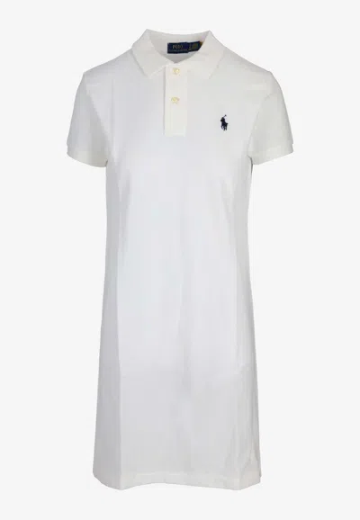 Ralph Lauren Logo Embroidered Mini Polo T-shirt Dress In White