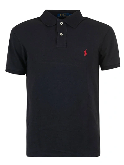 Ralph Lauren Logo Embroidered Polo Shirt In Black