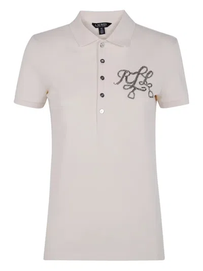 Ralph Lauren Logo-embroidered Polo Top In Neutral