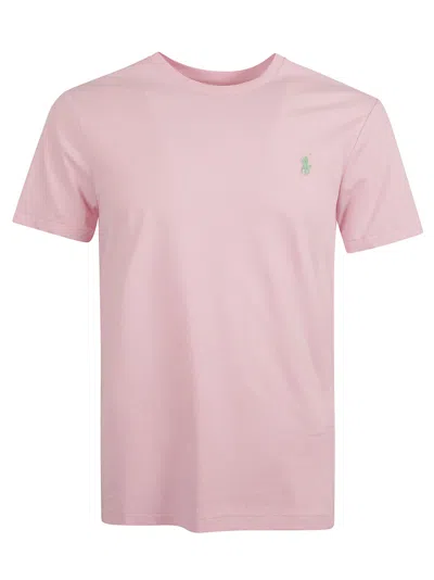 Ralph Lauren Logo Embroidered Regular T-shirt In Garden Pink