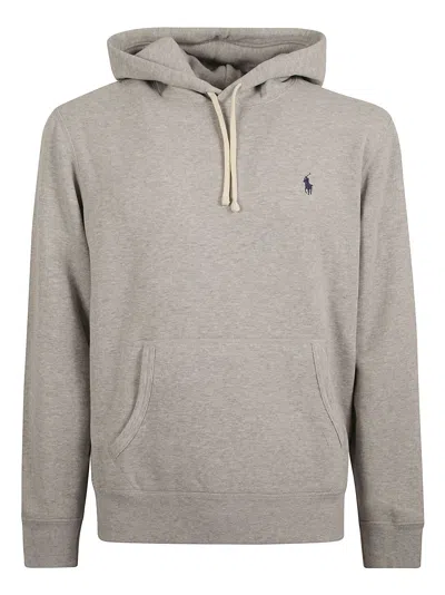 Ralph Lauren Logo Embroidered Rib Trim Hoodie In Andover