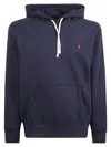 Polo Ralph Lauren Drawstring Hood Sweatshirt With V-shaped Insert In Blue