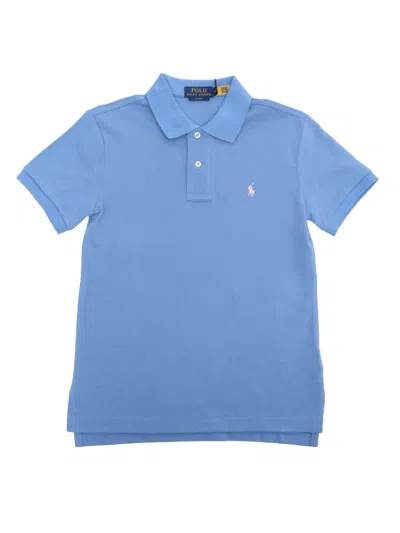 Ralph Lauren Kids' Polo Pony Cotton Polo Shirt In Azzurro