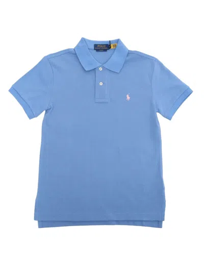 Polo Ralph Lauren Kids' Cerulean Blue Short-sleeved Polo Shirt With Contrasting Pony In Azzurro