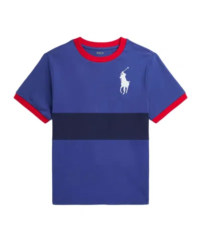 Ralph Lauren Logo-embroidered Stripe T-shirt In Blue