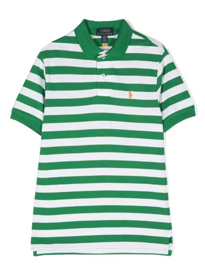 Polo Ralph Lauren Kids' Logo-embroidered Striped Polo Short In Green