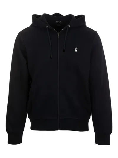 Ralph Lauren Logo-embroidered Zip Hoodie In Black