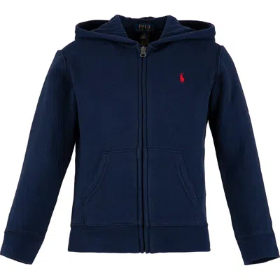 Polo Ralph Lauren Kids' Logo Embroidered Zipped Hoodie In Cruise Navy