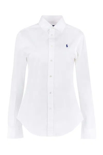 Ralph Lauren Logo Embroidery Cottond Shirt In White