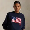 Ralph Lauren Logo Flag French Terry Crewneck In Hunter Navy