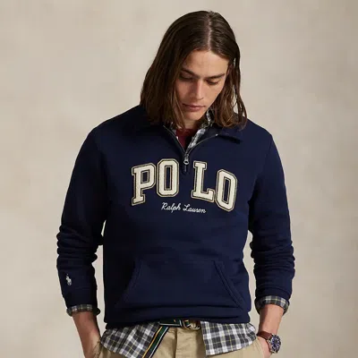 Ralph Lauren Logo Fleece Collared Sweatshirt In Blue