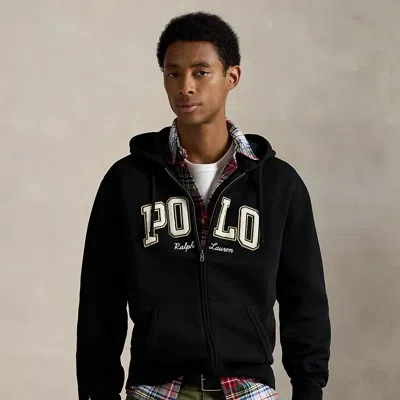 Ralph Lauren Logo Fleece Full-zip Hoodie In Black